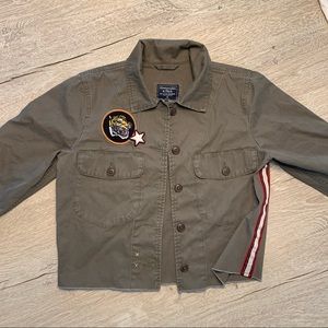 Green Jacket with Embroidered Patches